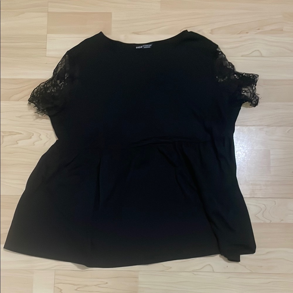Maternity Shirt Black Lace Accent Blouse